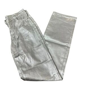 Fashion Nova Metallic Silver Flare Jeans